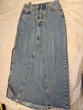 Levi's Light Blue Denim Maxi Skirt with Front Panel Seams